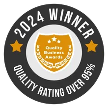 The logo for the 2024 winner of the quality business awards